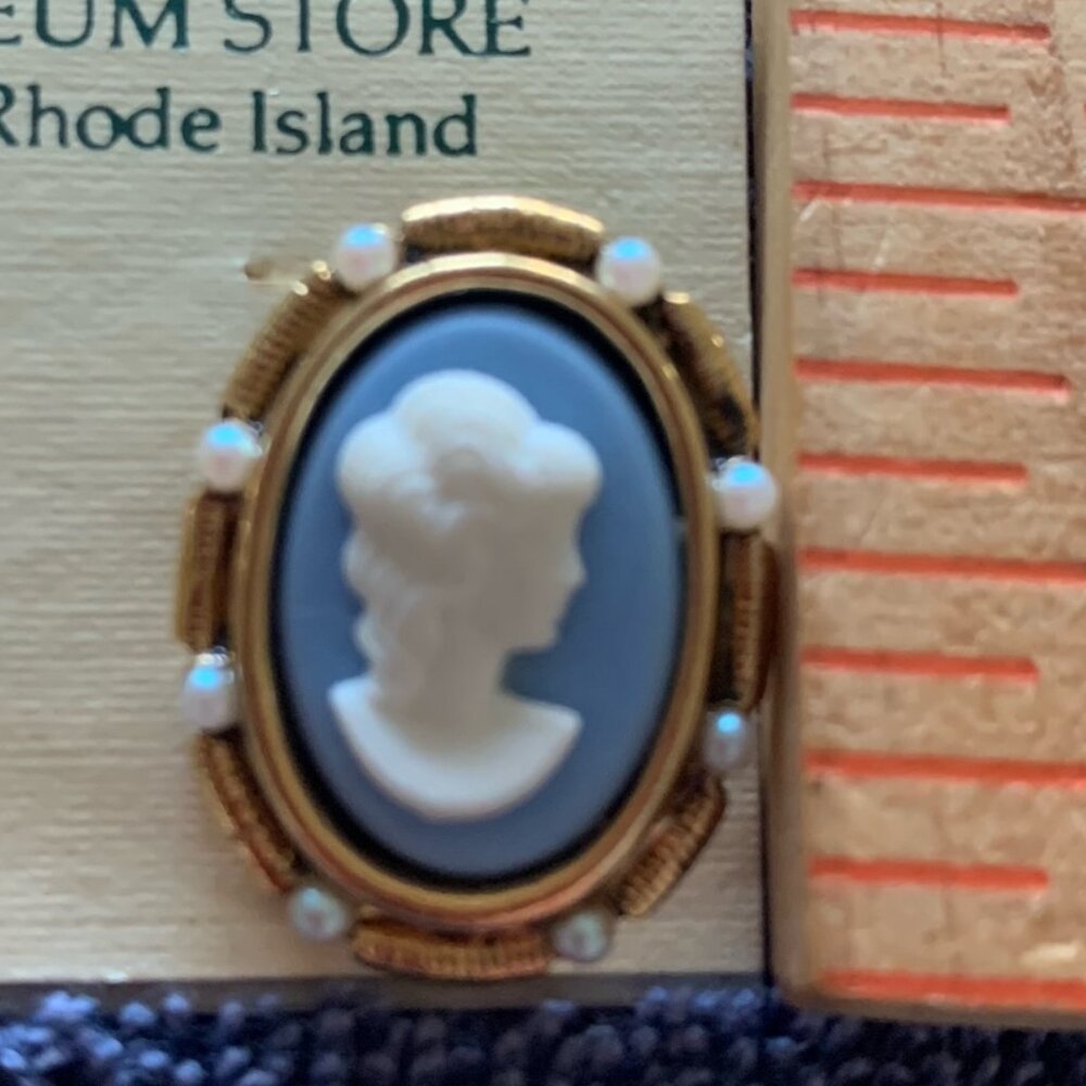 Vintage Blue CAMEO Post Earrings - Picture 5 of 6